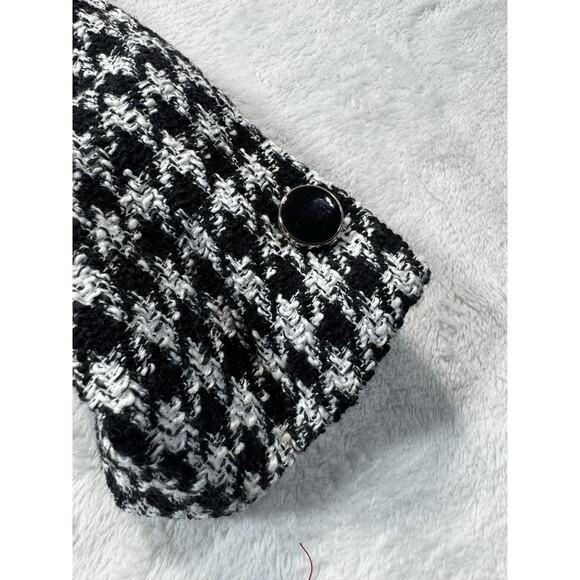 Maison D’Amélie Paris Houndstooth Blazer US 8 Black White Cropped Double Breaste - Picture 11 of 12